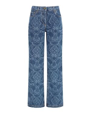 Etro Ornamental Jacquard Denim Jeans - Blue