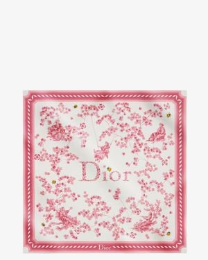 Dior Silk Scarf Toile De Jouy Clover 90 - Pink