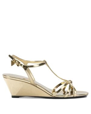 Prada Leather Heeled Sandals - Natural