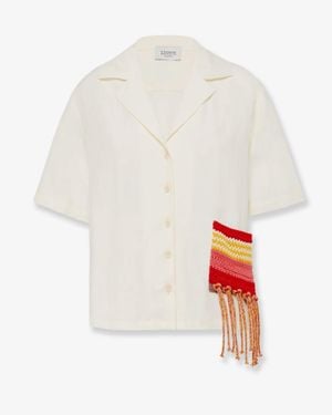 Laneus Cropped Shirt Viscose-Linen - White