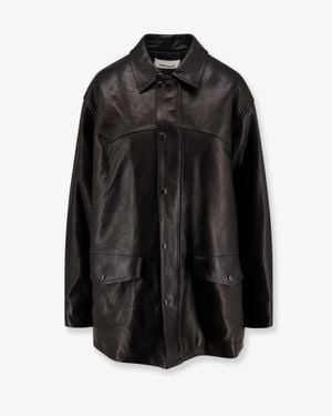 Tonywack Long Padded Leather Jacket - Black