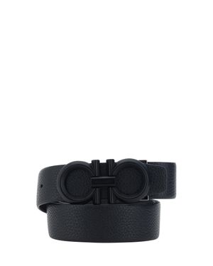 Ferragamo Gancini Leather Belt - Black