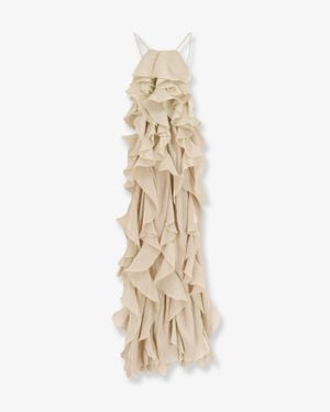 ACTUALEE Long Ruffled Dress - White