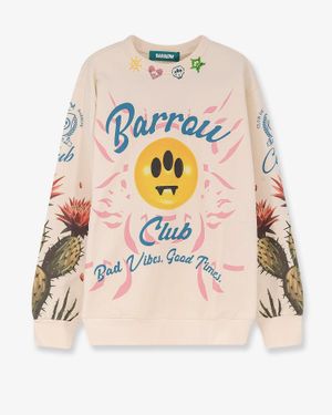Barrow Cotton Sweatshirt With Cactus Print - White