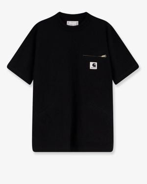 SACAI X CARHARTT WIP Cotton T-Shirt Witht Logo Patch On The Front - Black