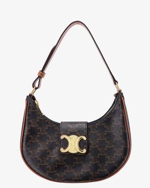 Celine Medium Ava Triomphe Canvas Shoulder Bag - Black