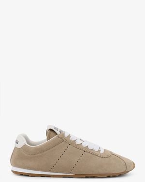 Miu Miu Suede Plume Trainers - Natural