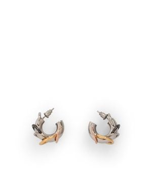 Panconesi Pierced Hoops Brass Earrings - White