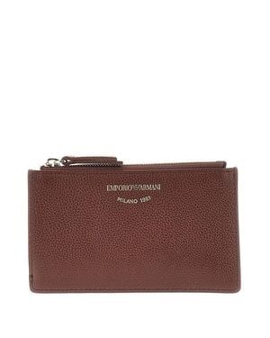 Emporio Armani Grained Leather Card Holder - Brown