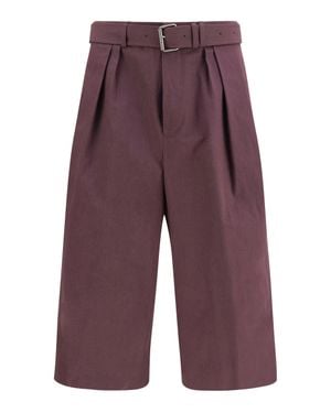 Dries Van Noten Cotton Poplin Shorts - Purple