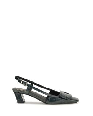 Roger Vivier Belle Vivier Croc-Effect Slingback Pumps - Green