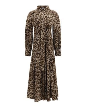 Ella Leopard-Print Long-Sleeved Dress - Multicolor