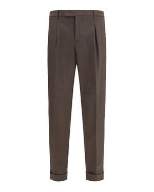 Cruna Trousers Carrot Fit Single Pleat Virgin Wool - Grey