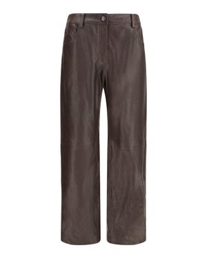 Magda Butrym Straight-Leg Leather Trousers - Brown