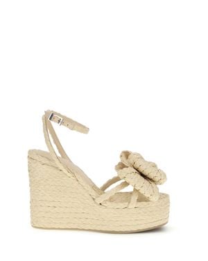 Mach & Mach Mach & Mach Le Cadeau Raffia Wedge Sandals - Natural