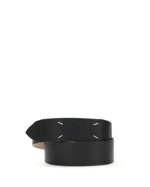 Margiela Grained Four-Stitch Belt - Black