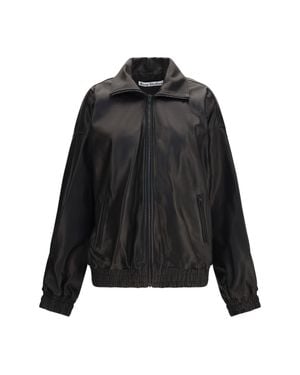 Acne Studios Leather Jacket With High Collar - Black