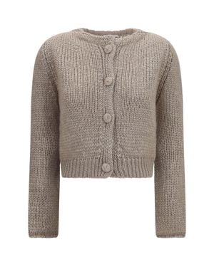 forte_forte Chunky Knit Cardigan Mandorla - Brown
