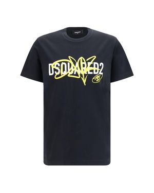 DSquared² Cotton Printed T-Shirt - Black