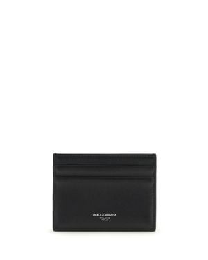 Dolce & Gabbana Calfskin Plongã Cardholder With Woven Detail - White