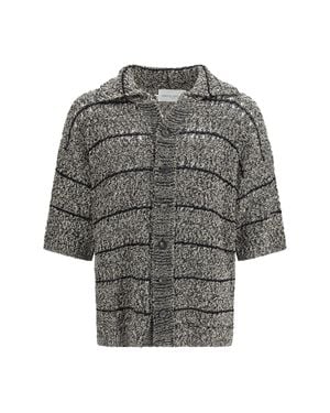 Roberto Collina Mouliné Knit Shirt/Ecru - Grey