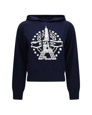 KENZO Eiffel Tower Wool Hoodie - Blue