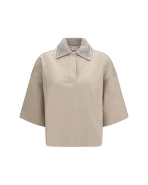 Brunello Cucinelli Interlock Couture Polo Shirt - Natural