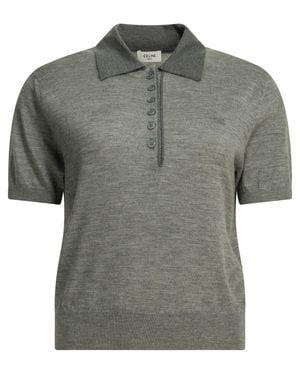 Celine Cashmere Silk Polo Shirt - Grey