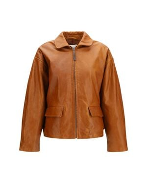 Marni Glossy Leather Jacket With Back Martingale - Brown