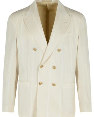 Eleventy Cream Cotton Blend Blazer - Natural