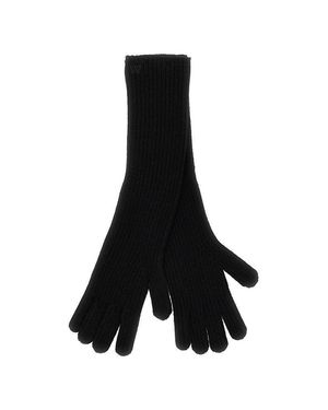Weekend by Maxmara Long Cashmere Gloves With Embroidery - Black
