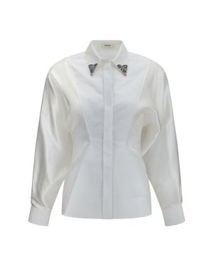 Versace Embroidered Cotton Poplin Shirt - Grey