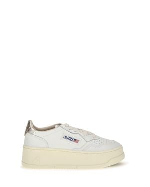 Autry Medalist Platform Leather Sneakers - White