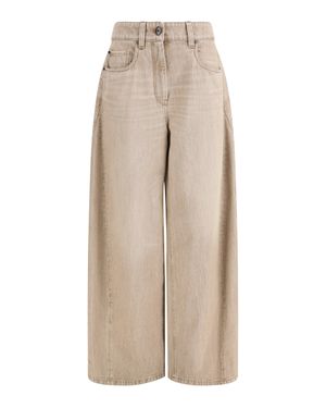 Brunello Cucinelli Barrel-Leg Jeans - Natural