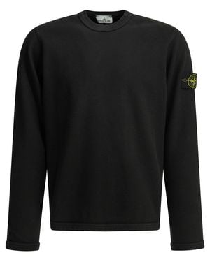 Stone Island Mesh Stitch Crewneck Sweatshirt - Black