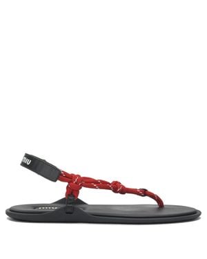Miu Miu "Rivière" Rope Sandals - Red