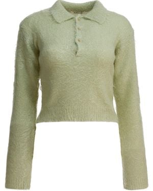 AURALEE Mohair And Wool Polo Jumper Knitwear - Green