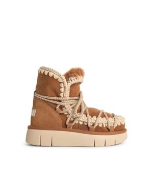 Mou 'Bounce' Suede Cognac Ankle Boots - Natural