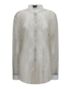 Tom Ford Lace Shirt With Floral Embroidery - Grey