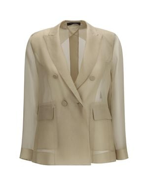 Max Mara Jacket Slogan Silk Organza - Natural