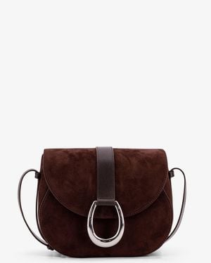 STAUD Bella Saddle Suede Crossbody Bag - Purple