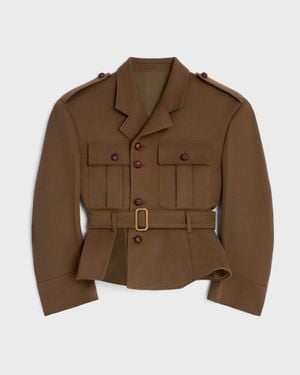 Celine Wool Peplum With Pebble - Brown