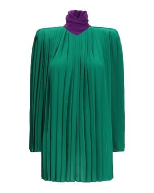 Valentino Pleated Georgette Top Antic/ Orchid - Green