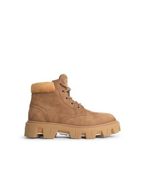 Moncler 'Peak City' Suede And Khaki Nubuck Ankle Boots - White