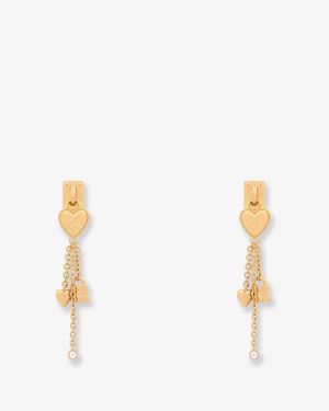 Chloé Mini Paddington Brass Earrings - White