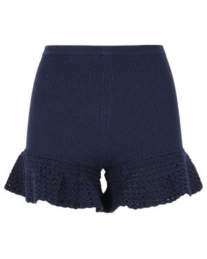 Self-Portrait Viscose Blend Shorts - Blue