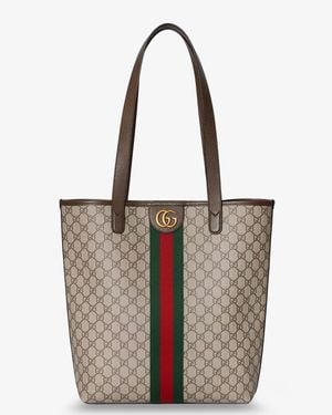 Gucci Gg Monogram Fabric Ophidia Shopping Bag - White
