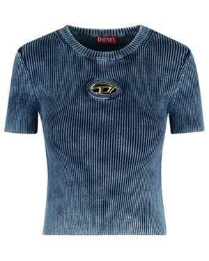 DIESEL -Anchor' Dark Cotton T-Shirt - Blue