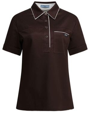 Prada Lisle Thread Polo Shirt - Black