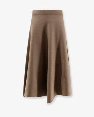 Nude Knitted Long Skirt - Natural